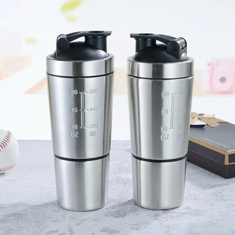 25oz Reusable Stainless Steel Gym Water Bottle, Shaker Bottle Stainless Steel Water Bottle and Protein Shaker