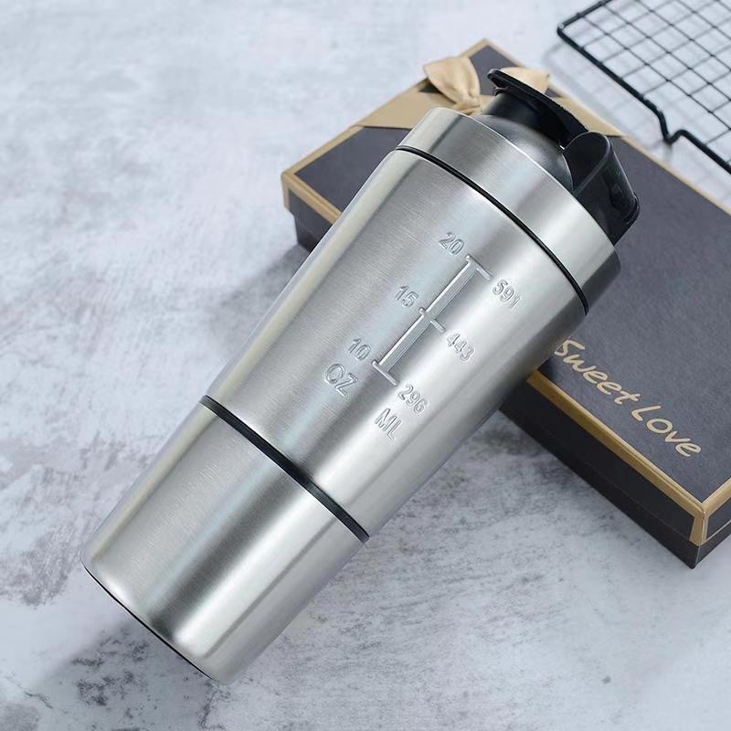 25oz Reusable Stainless Steel Gym Water Bottle, Shaker Bottle Stainless Steel Water Bottle and Protein Shaker