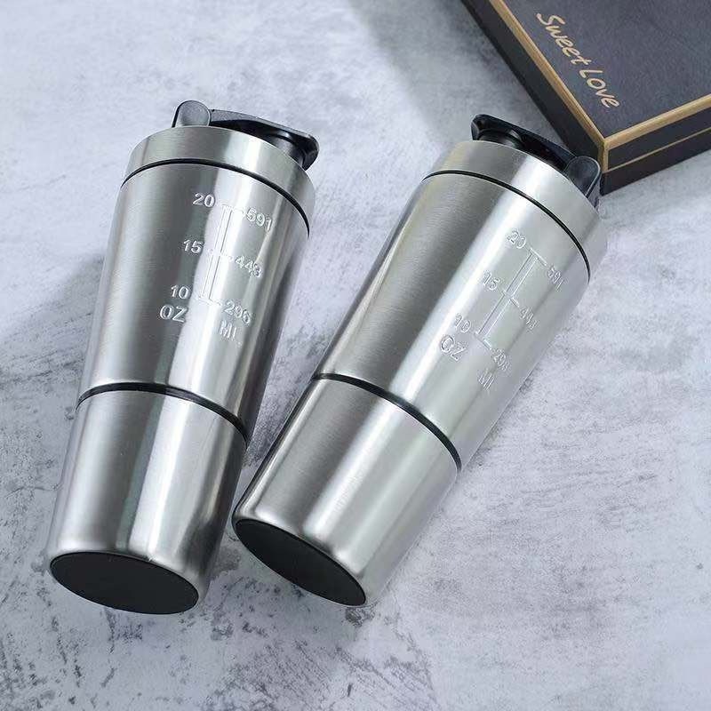 25oz Reusable Stainless Steel Gym Water Bottle, Shaker Bottle Stainless Steel Water Bottle and Protein Shaker