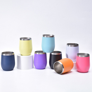 Stainless Steel Stemless Wine cups 12oz Double Layer Vacuum Wine Tumbler Cups with Lid Stemless Insulated Wine Glasses