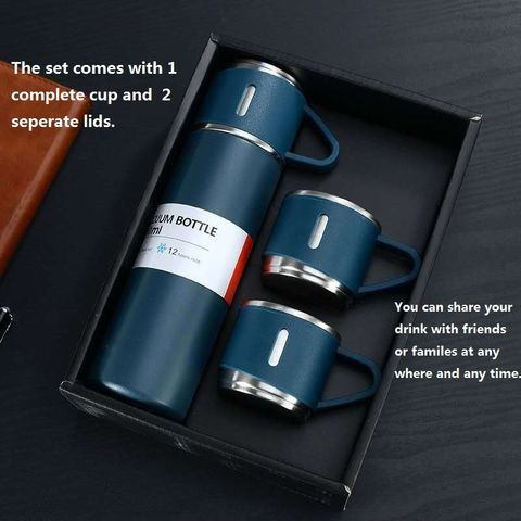 Stainless Steel Thermo 500ml/16.9oz Vacuum Insulated coffee thermo with cups for Hot and Cold drink water and coffee flask