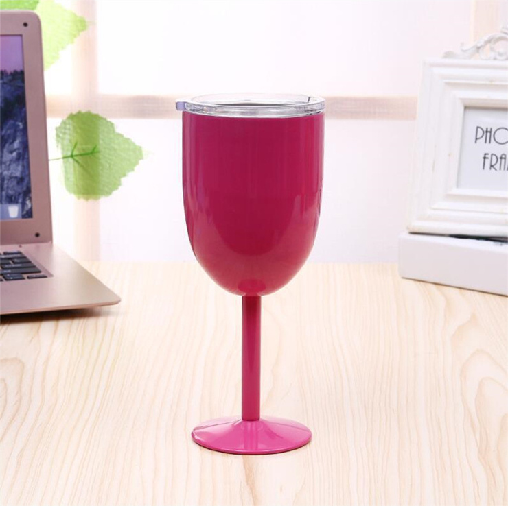 10oz Stainless Steel Wine Glass Colorful Unbreakable Black Wine Glasses Colorful wine goblet for Travel Camping and Pool