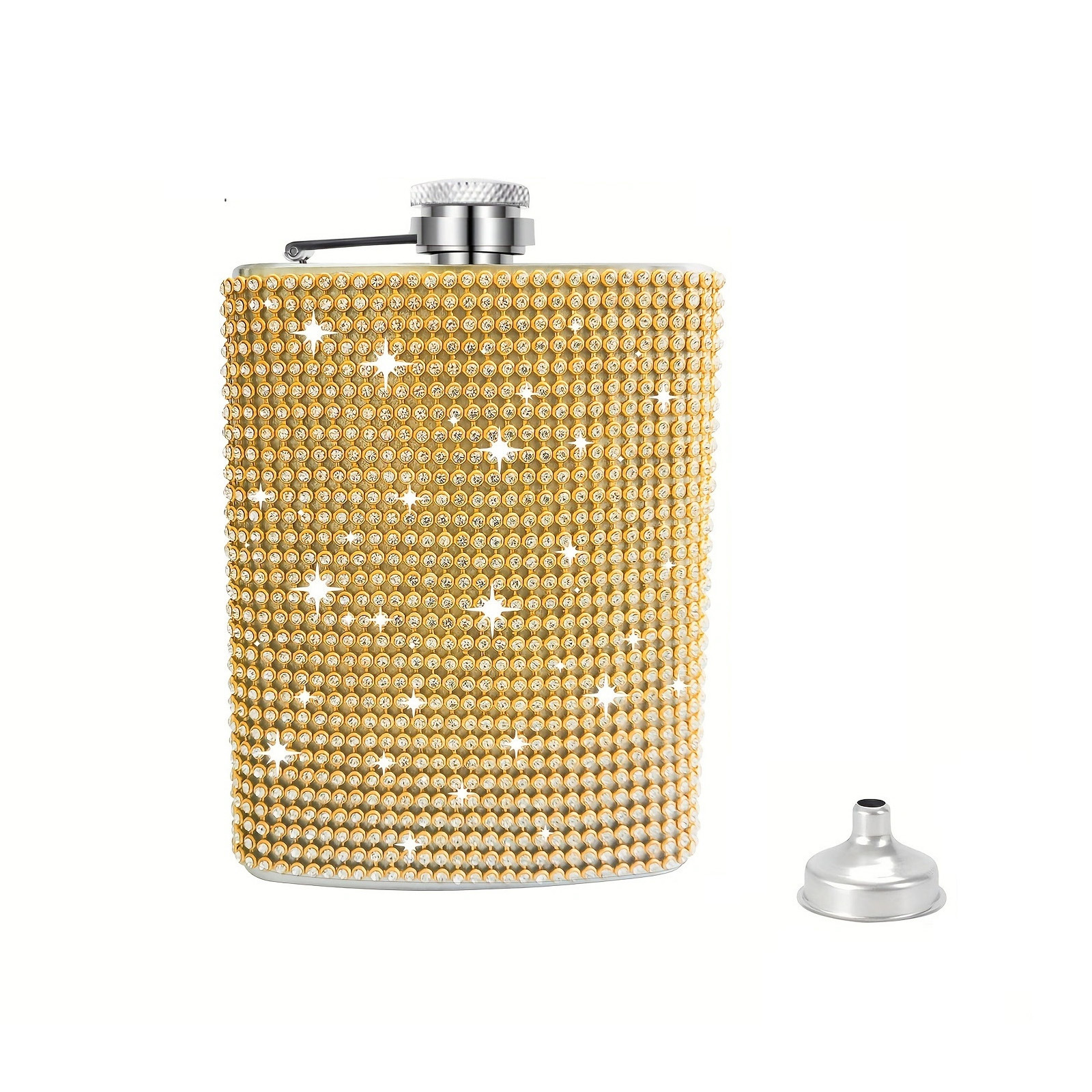 Hot sale Colorful luxury glitter shimmer stainless steel 5oz 8oz Whiskey pocket hip flask with diamond rhinestone for lady