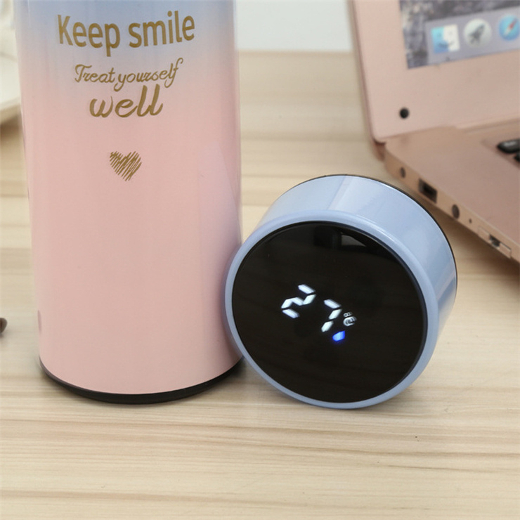 500ml Gradient pink Insulated Water Bottle Stainless Steel Thermoses Cup Travel Coffee Mug Flasks for Hot and and Cold Drinks