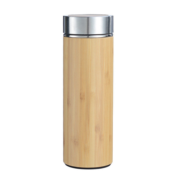 Bamboo Tumbler with Tea Infuser  Double Insulated Stainless Steel Travel Thermoses Hot Coffee Mug