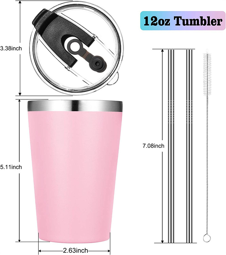 12OZ Toddler Cup with Lid and Straw Reusable Insulated Stainless Steel Kids Tumbler