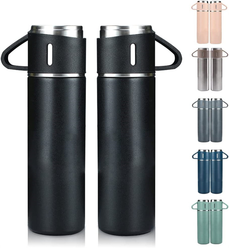 Stainless Steel Thermo 500ml/16.9oz Vacuum Insulated coffee thermo with cups for Hot and Cold drink water and coffee flask