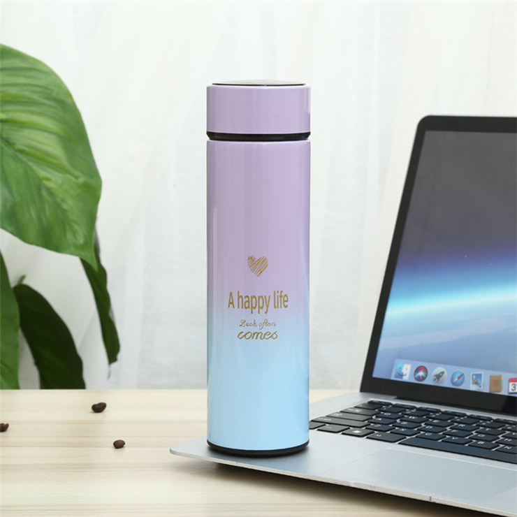 500ml Gradient pink Insulated Water Bottle Stainless Steel Thermoses Cup Travel Coffee Mug Flasks for Hot and and Cold Drinks