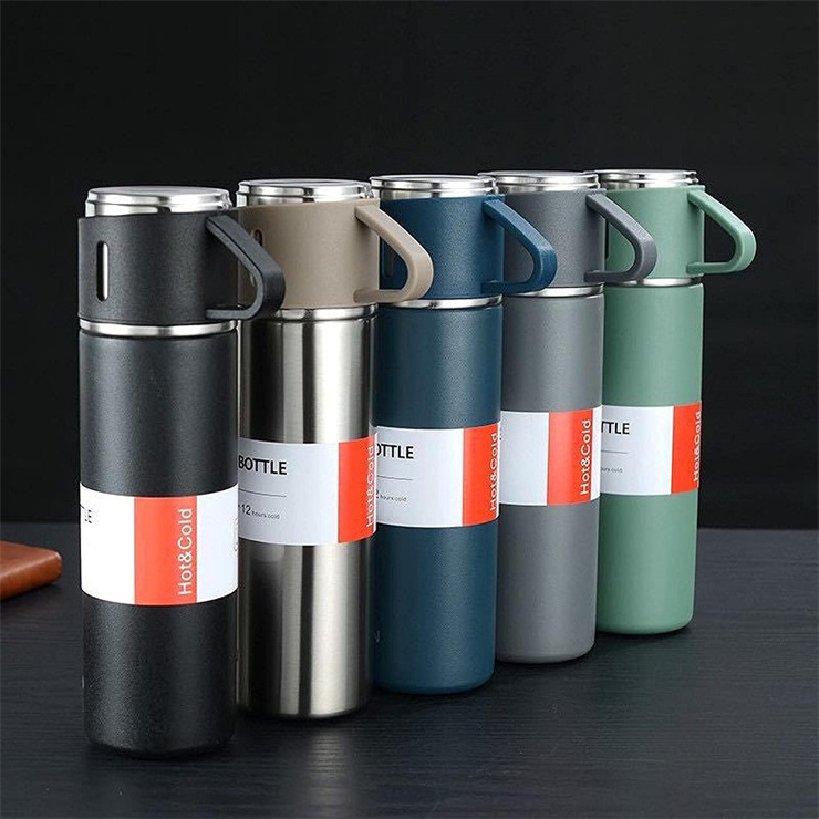 Stainless Steel Thermo 500ml/16.9oz Vacuum Insulated coffee thermo with cups for Hot and Cold drink water and coffee flask