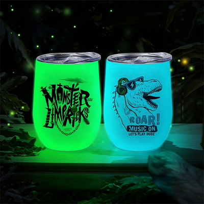 NEW 12oz glow in the dark Egg shaped wine tumblers luminous paint sublimation blanks mugs