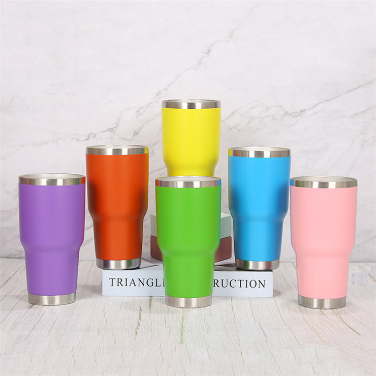 wholesale ozark trail 30oz tumbler Powder Coated Matel Cooler Tumbler 30 oz Insulated vacuum travel tumblers with slide lid