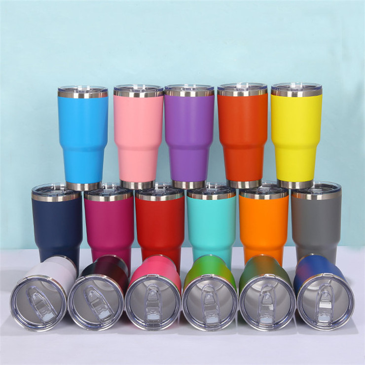 wholesale ozark trail 30oz tumbler Powder Coated Matel Cooler Tumbler 30 oz Insulated vacuum travel tumblers with slide lid