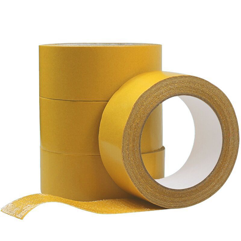 Double Sided Transparent Cross Filament Tape with Yellow Release paper