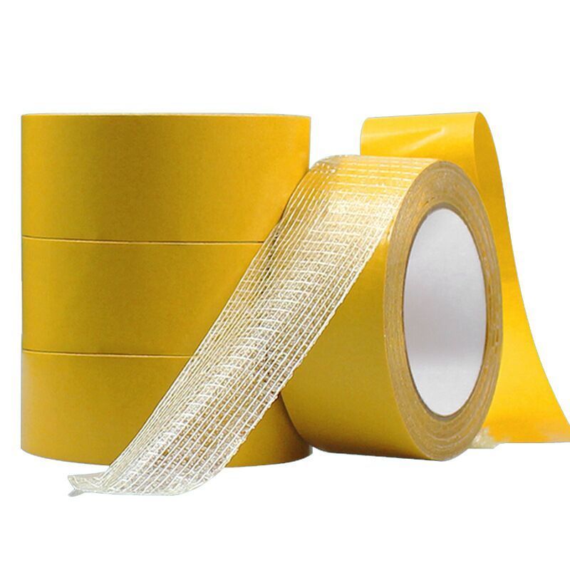 Double Sided Transparent Cross Filament Tape with Yellow Release paper