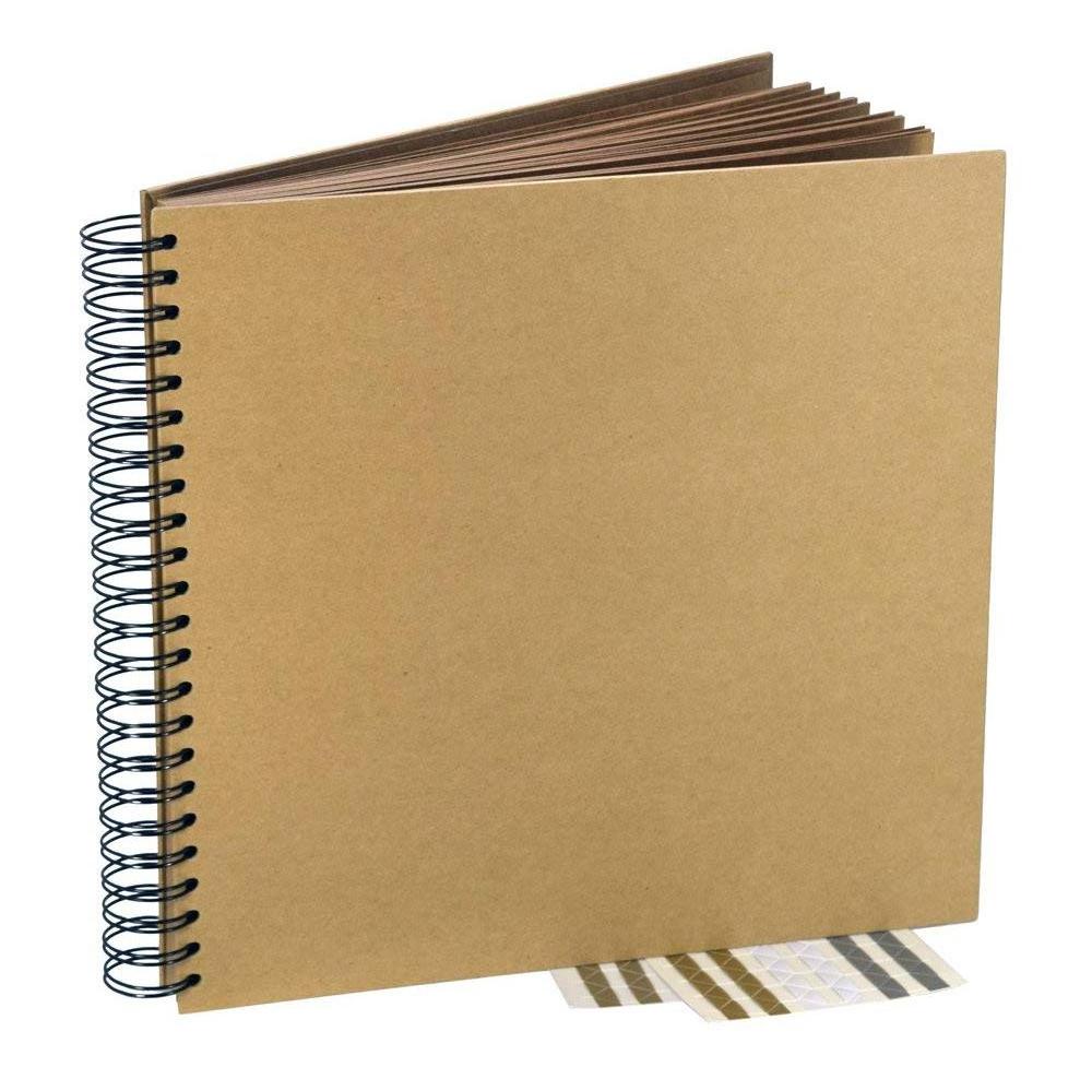 Spiral Bound Cardboard Hardcover Kraft Guest Book Photo Album Scrapbook Home School Office Supplies