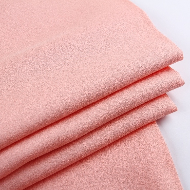 Manufacturer custom in stock pure color plain dyed t shirts 95% polyester 5% elastane moss crepe fabric