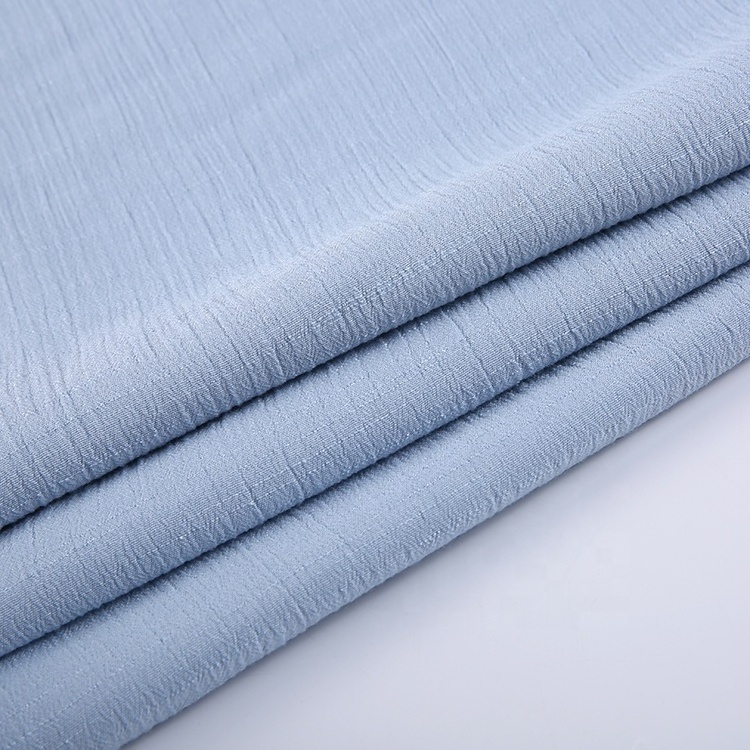 HAHOO Custom  blue slub imitation rayon nylon blend fabric dyed woven spandex fabric for garment