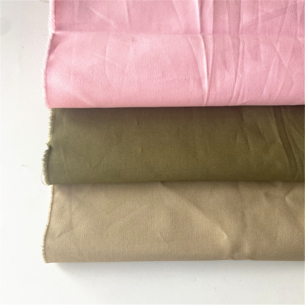 Gots certified organic cotton In stock wholesale pure color thick textile plain dyed twill 100% cotton fabric for pants