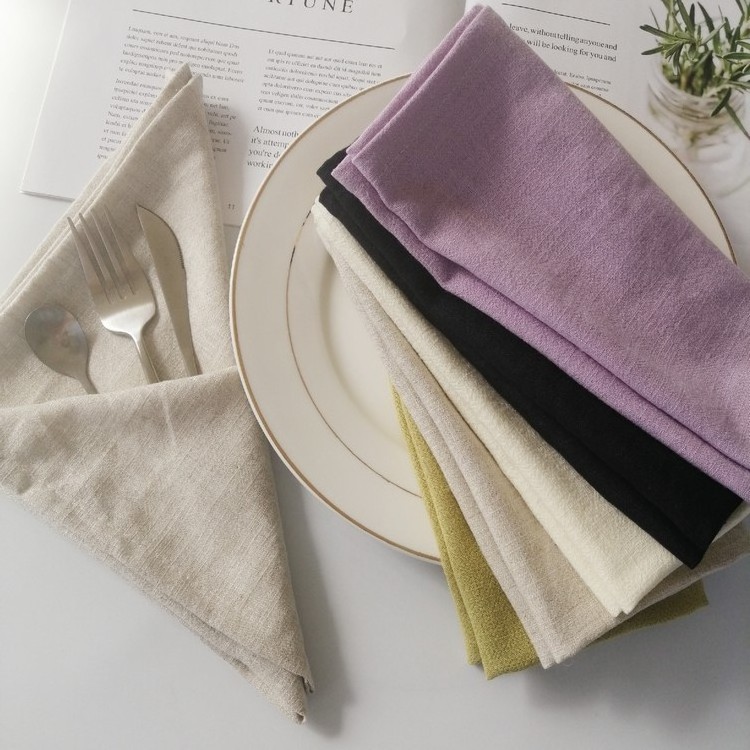 Environmental protection in stock 70% viscose fabric wholesale christmas 30% linen custom napkins