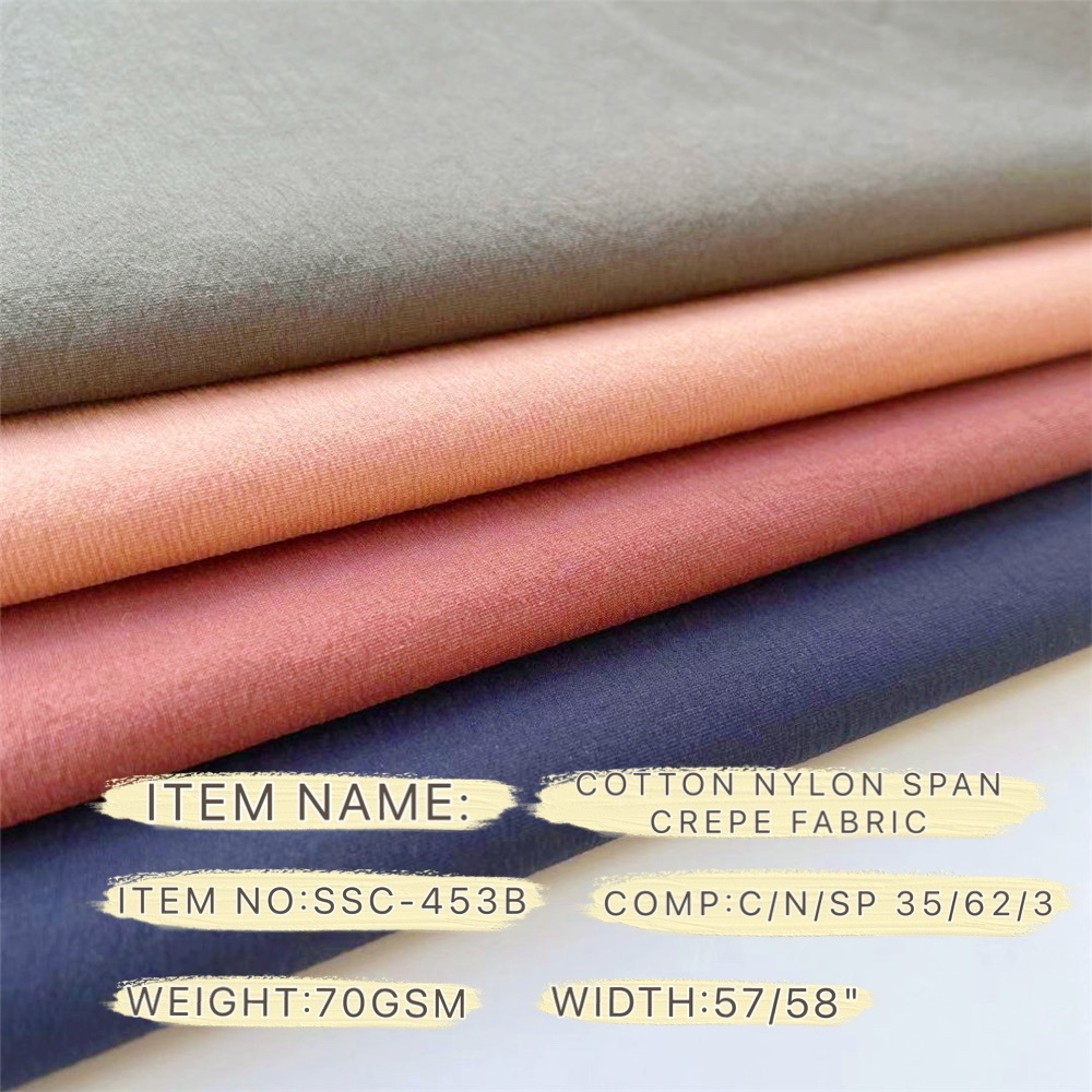 Manufacturer custom in stock pure color plain dyed t shirts 95% polyester 5% elastane moss crepe fabric