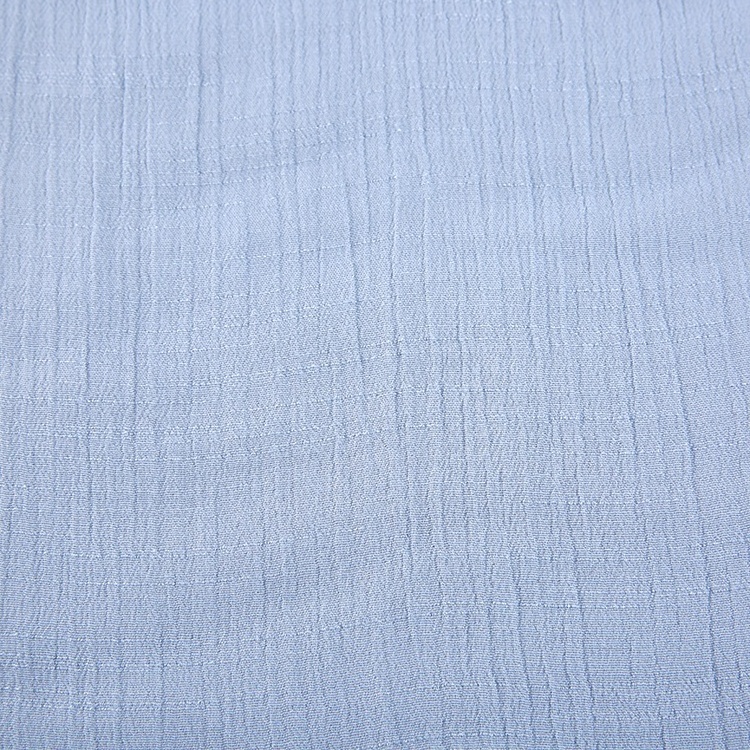 HAHOO Custom  blue slub imitation rayon nylon blend fabric dyed woven spandex fabric for garment