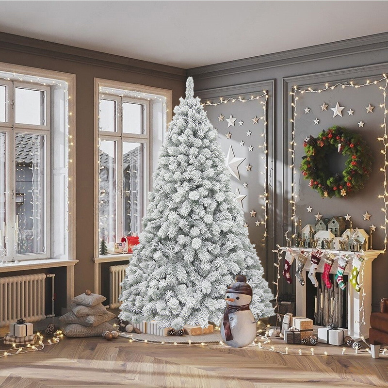 Hot sales wholesale high quality custom made artificial snow covered flocked christmas trees HS-M210-1335-SMXM-C