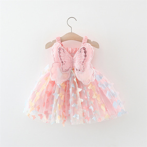 Toddler Baby Girl Tulle Butterfly Wing Princess Sleeveless Birthday Tutu Party Dresses for Girls