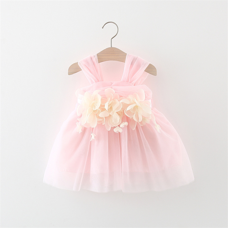 Baby Girl Flower Tulle Dress for Wedding Birthday Party Princess Sleeveless Baby Girl Dresses