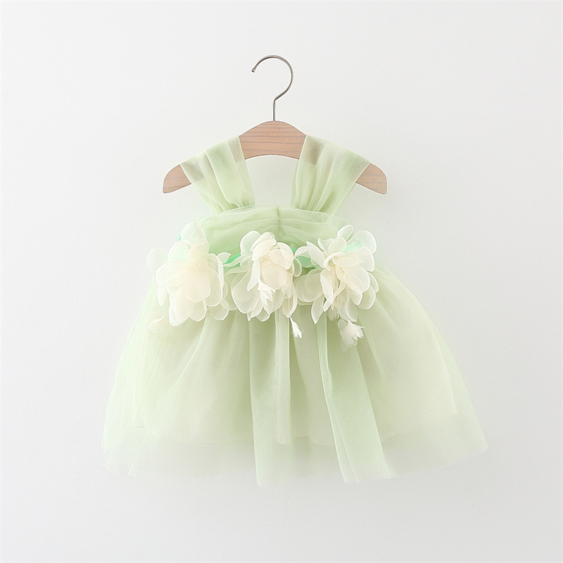 Baby Girl Flower Tulle Dress for Wedding Birthday Party Princess Sleeveless Baby Girl Dresses