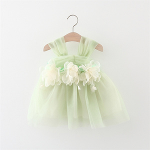 Baby Girl Flower Tulle Dress for Wedding Birthday Party Princess Sleeveless Baby Girl Dresses