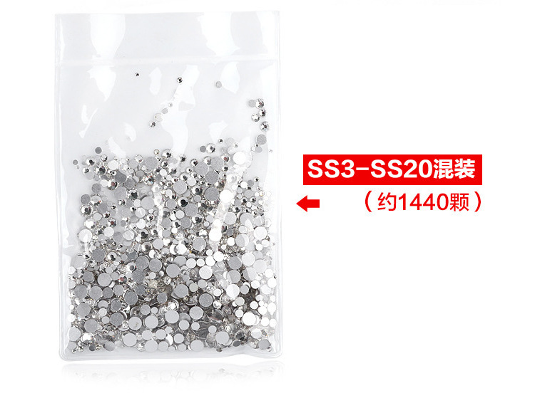 Hot Selling Wholesale 1440pcs Clear Color Nail Crystal Rhinestone SS3-SS40 Flatback Crystal Stone