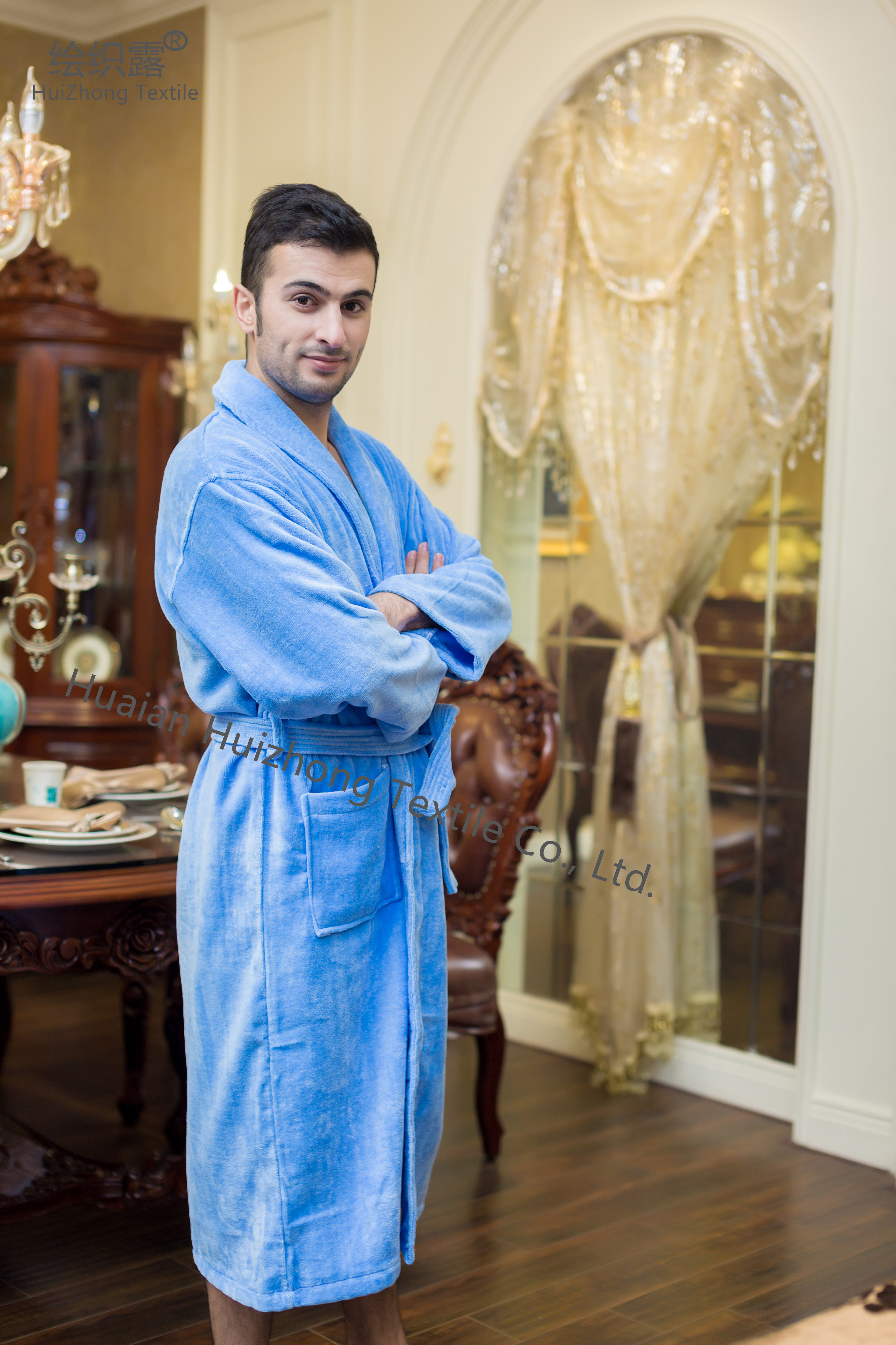 Hilton Hotel Cozy Unisex cotton 100% Toweling Spa Robe Suck water bathrobe for hotel