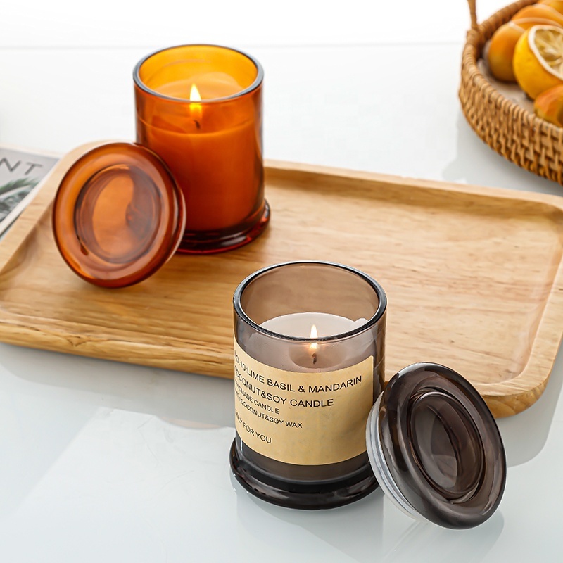 Wholesale luxury candle jars special shape glass candle jars with lids candle jars