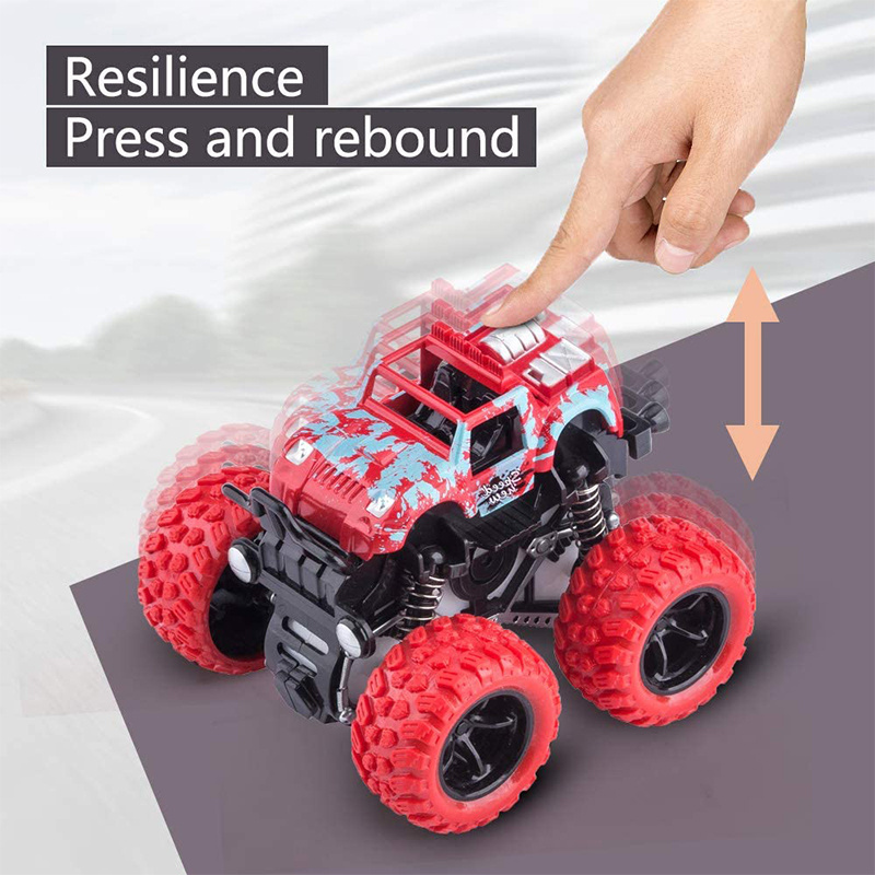 2022 Monster Trucks Pull Back Vehicles Cars Rotation 4 Wheels Drive Durable Friction Powered Push and Go Birthday Toys for Kids