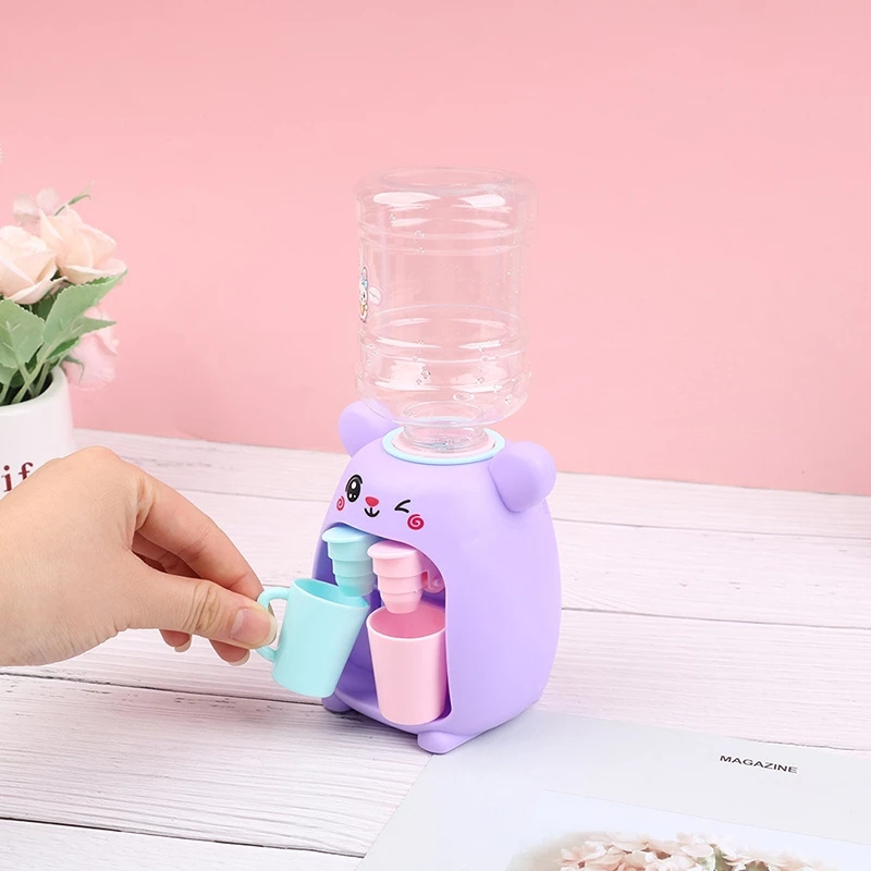 2022 Mini Water Dispenser Toys for Children Kids Gift Cute Cold/Warm Water Milk Drinking Fountain Simulation Cartoon Kitchen Toy