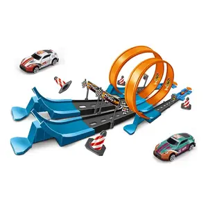 New Stunt Speed Double Car Wheels Model Racing Track DIY Assembled Rail Kits Catapult Rail Car Racing Boy Toys For Children Gift