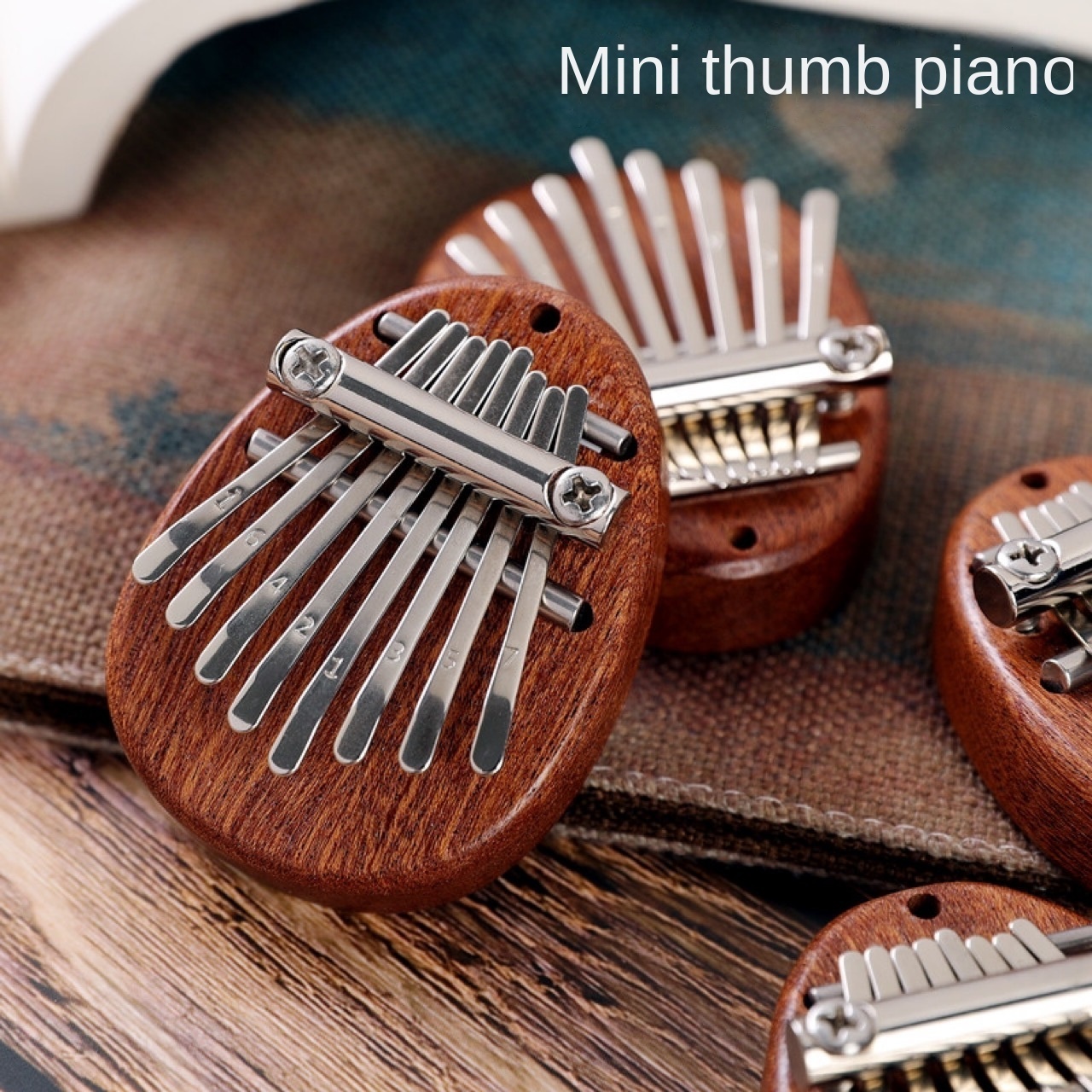 Hot 8 Keys Thumb Piano Portable Wooden Finger Marimbas Musical Toy gifts for Kids and Adults Beginners Mini Kalimba with Lanyard