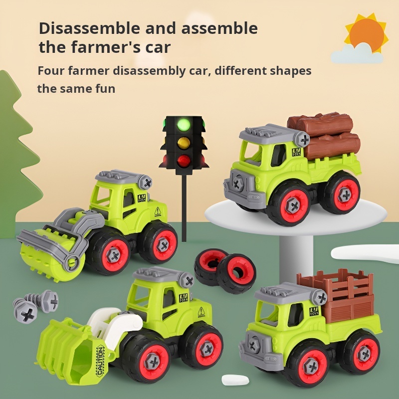 DIY Nut Disassembly City Engineering Truck Car Excavator Bulldozer Screw Boys Creative Tool Education Toys Model For Little Kids