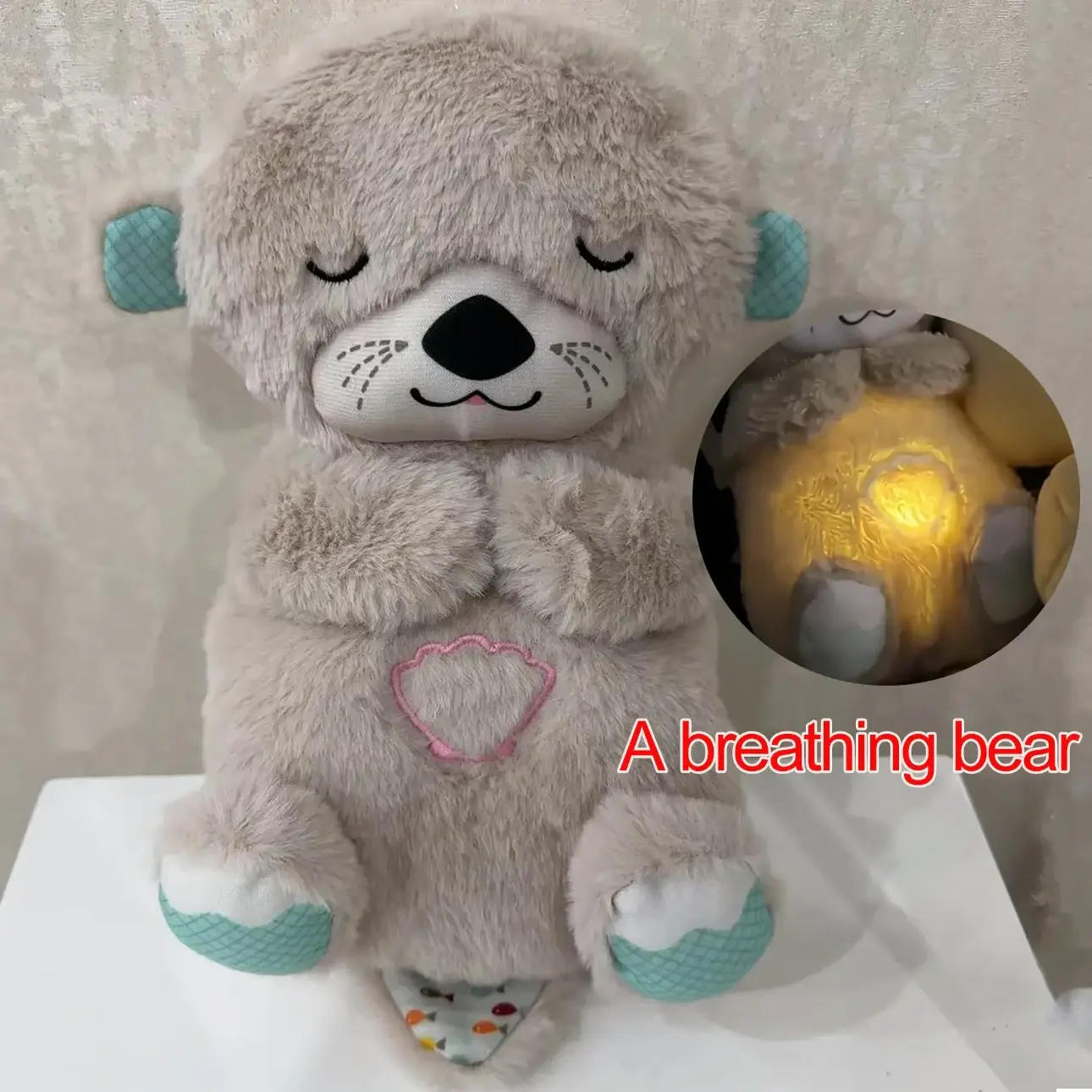 Breathing Otter Lamb Sleep and Playmate Otter Musical Stuffed Baby Plush Toy with Light Sound Newborn Sensory Comfortable Gifts