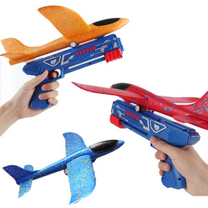 Foam Plane 10M Launcher Catapult Airplane Gun Toy Children Outdoor Game Bubble Model Shooting Fly Roundabout Toys