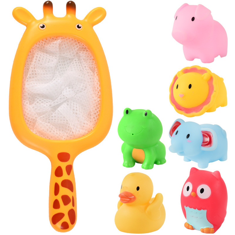 Baby Cute Animals Bath Toy Swimming Water LED Light Up Toys Soft Rubber Float Induction Luminous Frogs for Kids Play Funny Gifts