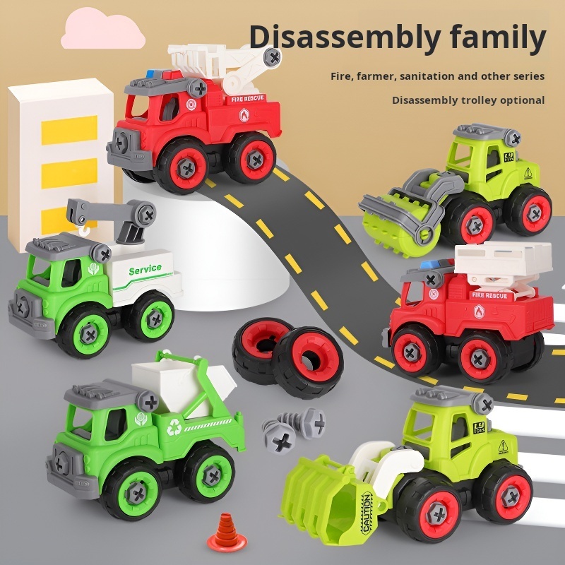 DIY Nut Disassembly City Engineering Truck Car Excavator Bulldozer Screw Boys Creative Tool Education Toys Model For Little Kids