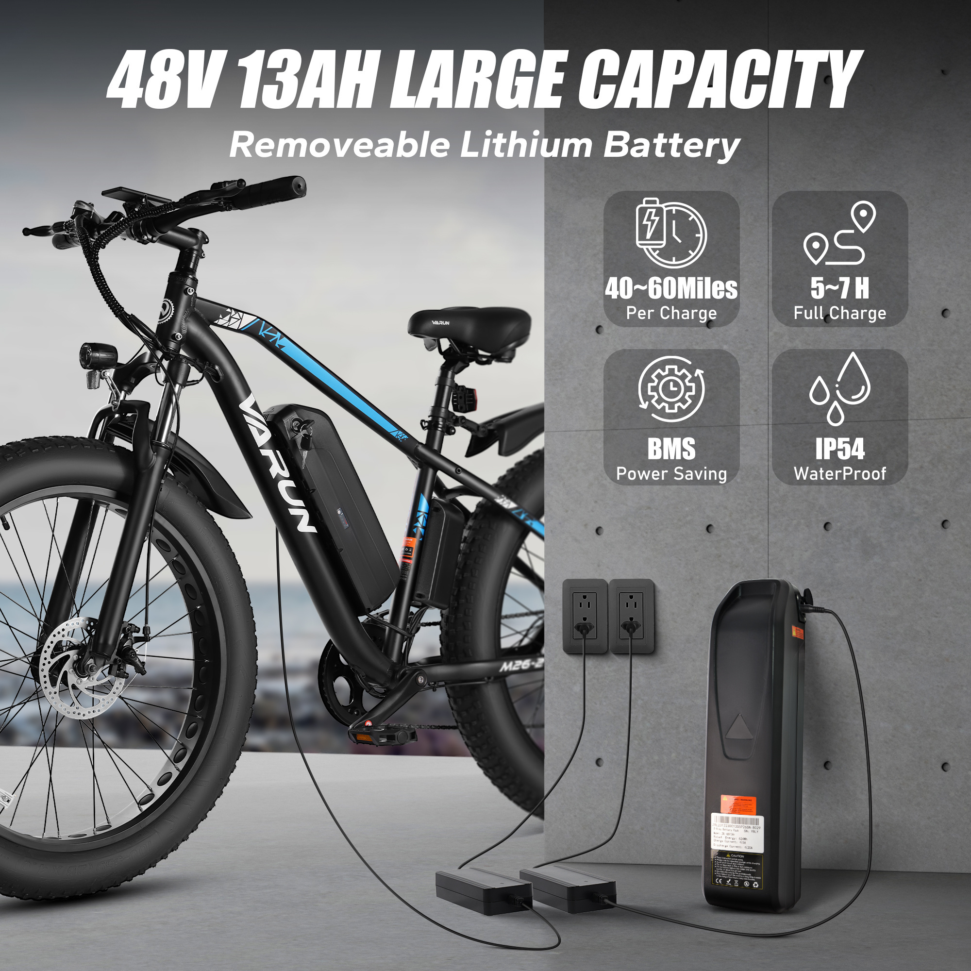 VARUN EU Stock Warehouse Drop Shipping Brushless Motor Ebike 48V 13AH 500W Electric Mountain Bike 26