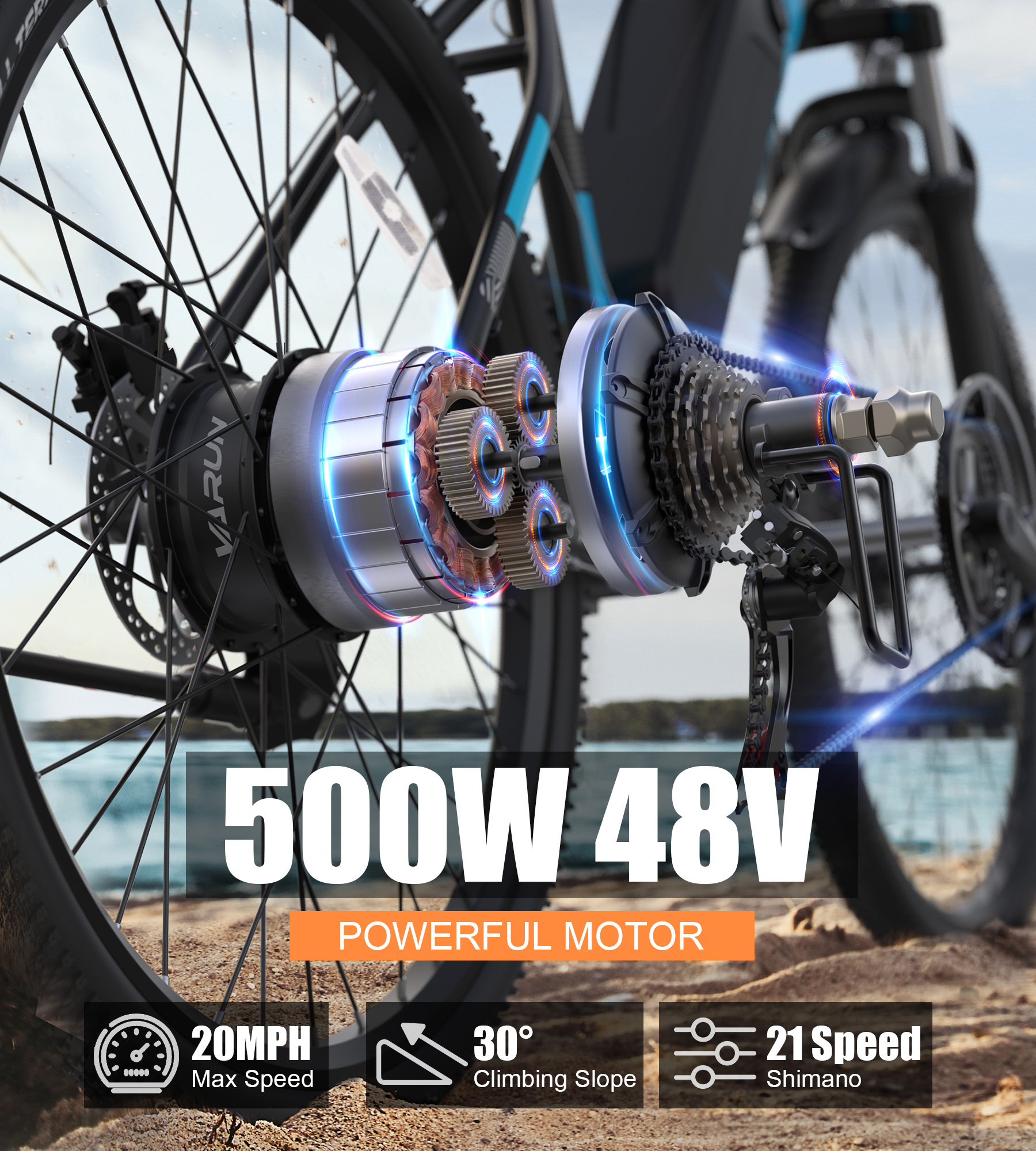 UK EU Warehouse Stock 500W Electric Mountain  Bike 48V 13AH Long Rang USB Port City Best Adults Electric Bicycle With APP