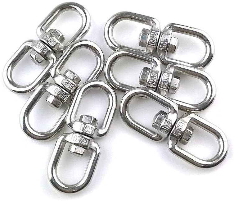 304 Stainless Steel Swivel Ring Double Ended Swivel Eye Hook for Web Tree Swing Aerial Dance Swing Spinner Hanger