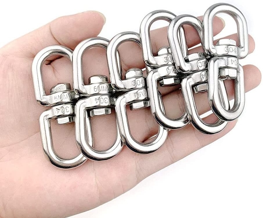 304 Stainless Steel Swivel Ring Double Ended Swivel Eye Hook for Web Tree Swing Aerial Dance Swing Spinner Hanger