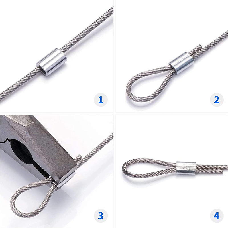 Haiboer Wire Rope fittings Stainless Steel Aluminum crimp Sleeves Ferrules Oval Sleeves Hourglass sleeves for Wire Rope Clips