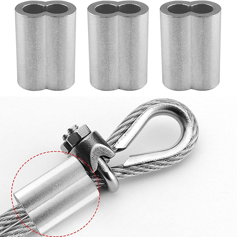 Haiboer Wire Rope fittings Stainless Steel Aluminum crimp Sleeves Ferrules Oval Sleeves Hourglass sleeves for Wire Rope Clips