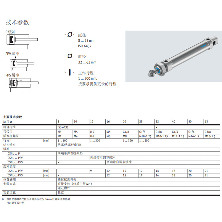 Standard  Piston rod  Stainless steel pneumatic cylinders Actuators Pneumatic cylinder Round cylinders