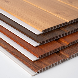 Chaojia wood color home Interior decoration materials laminated pvc ceiling wall panels for wall covering pvc tabalilla